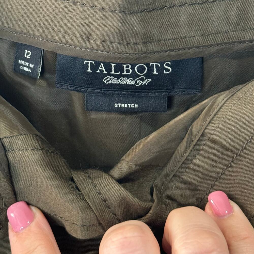 Talbots Brown Button Front Straight Cotton Skirt Sz 12 - Picture 4 of 7